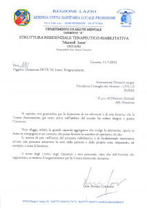 Lettera ringraziamento Struttura Maxwell Jones